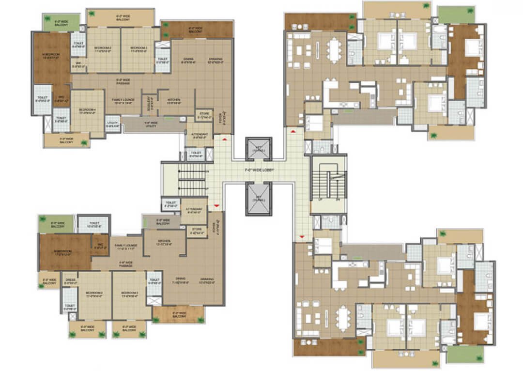 3BHK & 4BHK + Attendant + Lounge