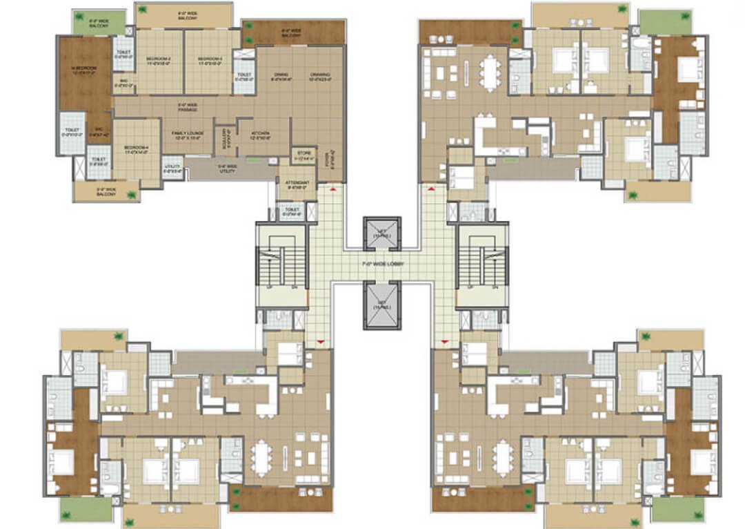 4BHK + Attendant + Lounge